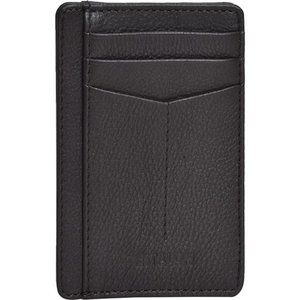 Real Leather Wallet Slim Credit Card Holder Minimal with ID Window Black